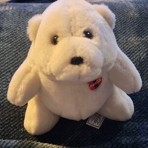 1993 Coca-Cola White Plush Bear with Red Tag 6"